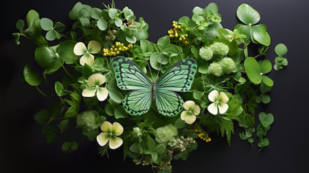 Flock of butterflies on blackの素材