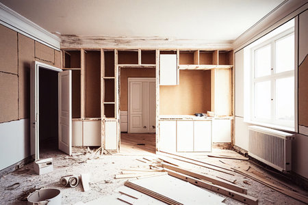Modern Apartment Living Room Interior Repair Illustration Generative AIの素材