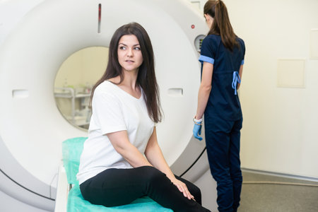 CT (Computed tomography) scanner in hospital laboratoryの写真素材