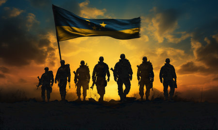 3D rendering of a troop of soldiersの素材