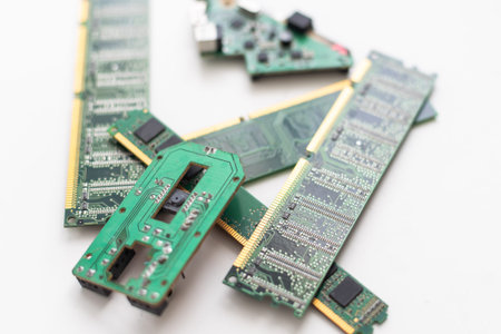 Many different computer memory modules (RAM, SD, DDR, EPROM)
