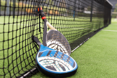 Paddle tennis racket and ball