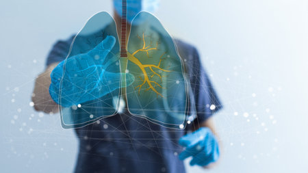Beautiful human lungs anatomy on science background. 3d illustrationの写真素材