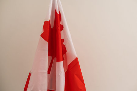 Canada flag waving on white background