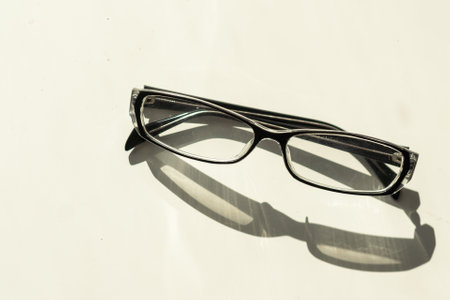 Black frame eyeglasses isolated on white background, Myopia, Short sighted or presbyopia eyeglasses.の写真素材