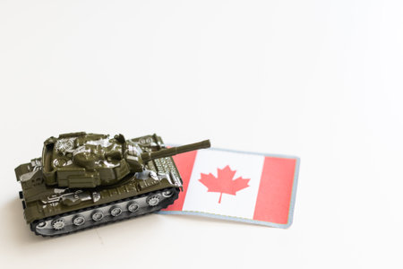 heavy tank on the Canada flag background. 3d Illustrationの写真素材