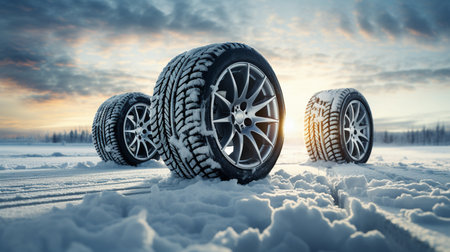 Winter tire. Tire texture closeup backgroundの素材