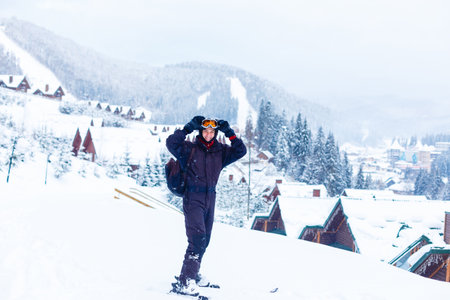 a man at a winter resortの写真素材