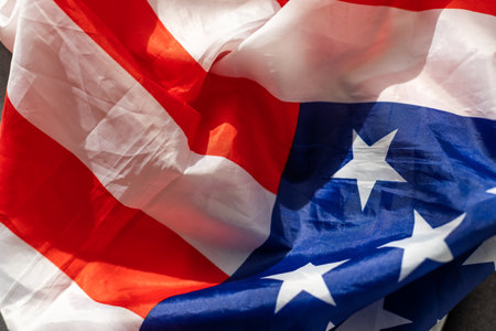 American flag waving in the wind.の写真素材