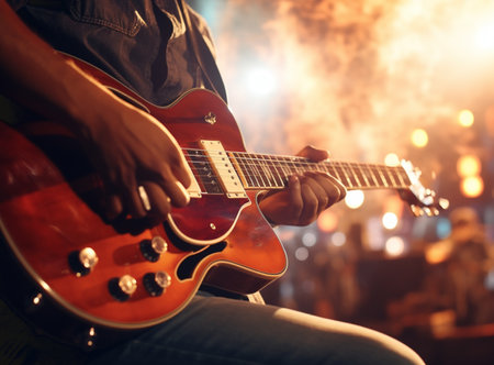 musician rock guitarist playing a guitarの素材