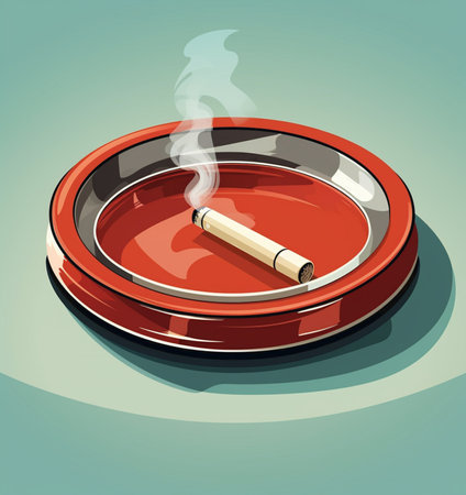 Ceramic ashtray with smokes cigarettes. No smoking concept.の素材