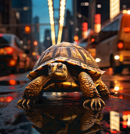 Big turtle on the grey surface.の素材