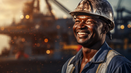 Petrochemical engineering man with white safety helmet standing in oil refinery building structure petrochemical industryの素材