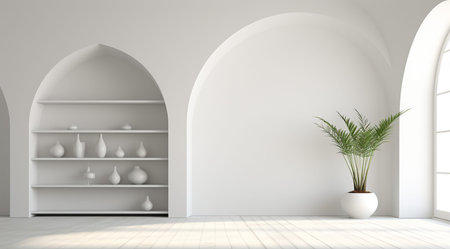 Abstract white interior of the future. 3D illustration and renderingの写真素材