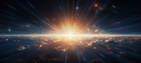 Abstract lens flare space or time travel concept backgroundの素材