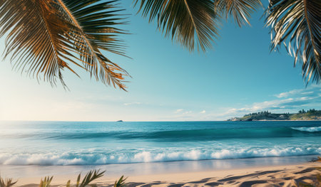 Sandy beach with waves, beautiful tropical bayの素材