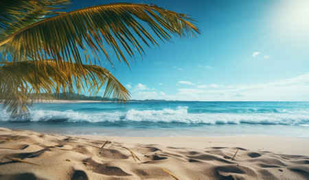 Sandy beach with waves, beautiful tropical bayの素材