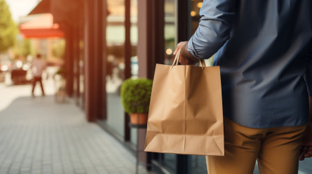 close up of business man shopping in a shopping centerの素材