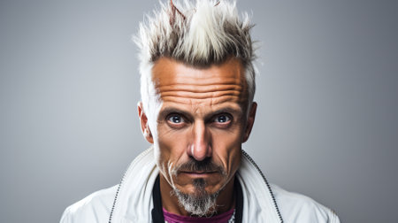 portrait of a young attractive man with stylish haircut and beardの素材