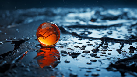 Transparent glass with raindrops. Drop of water.の素材