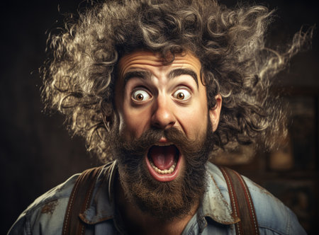 Screaming face of shocked funny manの素材