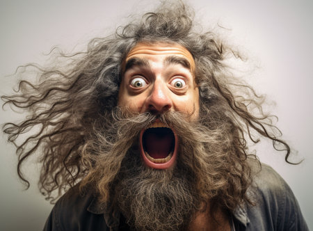 Screaming face of shocked funny manの素材