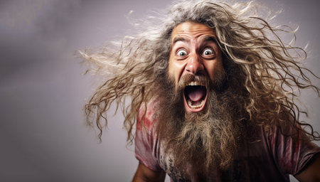 Screaming face of shocked funny manの素材