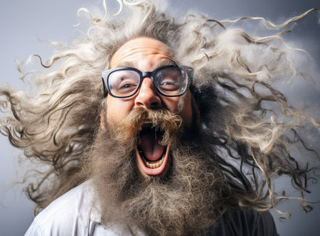 Screaming face of shocked funny manの素材
