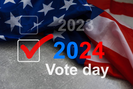 Usa flag and 2024 for vote concept 3d renderingの写真素材