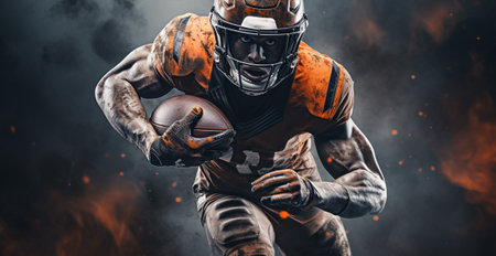 American football player in actionの素材