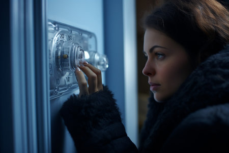 Woman With Warm Clothing Feeling The Cold Inside Houseの素材