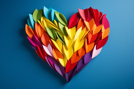bright heart symbol of rainbow squares isolated on white backgroundの素材