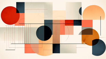 Modern abstract colorful geometric background. Shapes with trendy gradients composition for your design.の素材