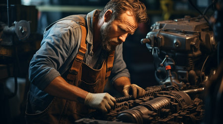 Car service worker repairs restores carの素材