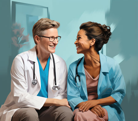 Smiling medical doctors with stethoscopeの素材