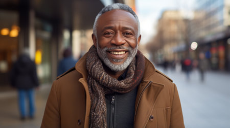 Happy, city and face of business black man by building for career, job and work opportunity. Professional, corporate leader and portrait of worker in urban town for success mindset, pride and travelの素材