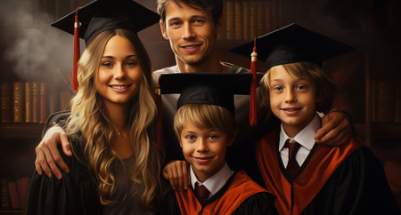 Multi ethnic group of graduated young students isolatedの素材