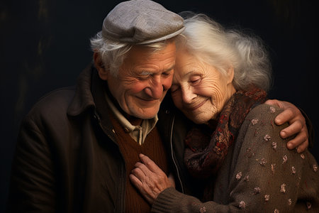 Elderly happy couple face to face. Love concept.の素材