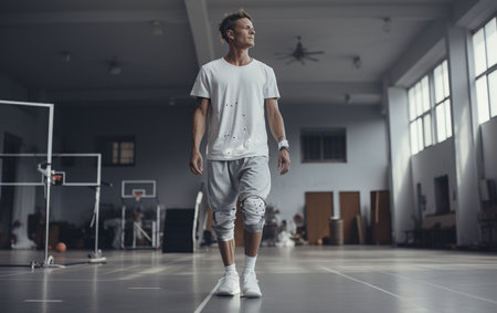 Young caucasian man exercise at gym.の素材
