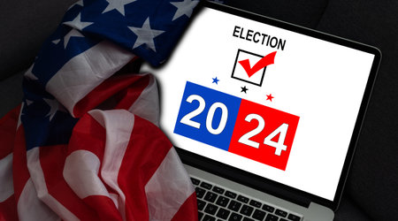 Usa flag and 2024 for vote concept 3d rendering