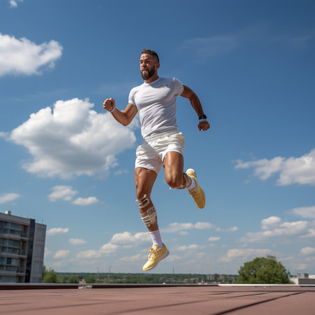Young Muscular Man Doing Sports Outside at Sunset. Training of a Young Strong Athlete. Fitness and Healthy Lifestyle Concept.の素材