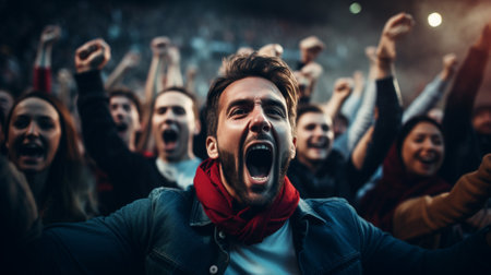 stadium soccer fans emotions portraitの素材
