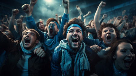 stadium soccer fans emotions portraitの素材