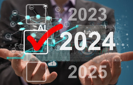 Growth and development chart of company in new year 2024. Planning,opportunity, challenge and...
