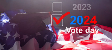 Usa flag and 2024 for vote concept 3d rendering