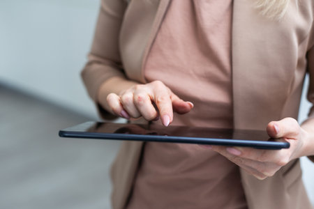 Business woman working behind a digital tablet, businessの写真素材