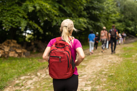 Fit woman walking on the mountain. Healthy lifestyle concept