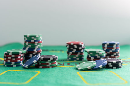 concept - poker chips, playing cards close