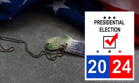 An American army camouflage and badge during elections