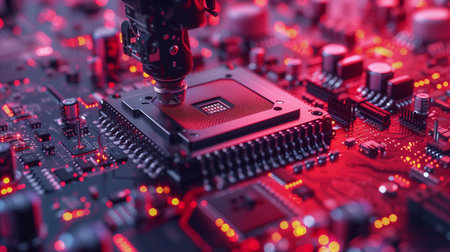 Electronic circuit board close up.の素材